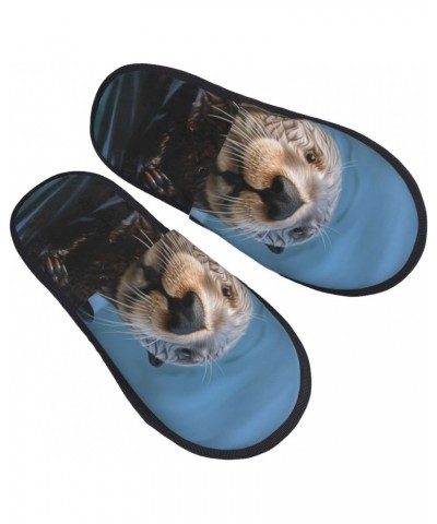 Sea Otter Printed Slippers Cozy Indoor Slide Unisex House Slippers Soft Plush Slip-on Slippers $12.53 Slippers