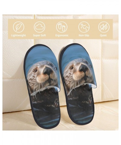 Sea Otter Printed Slippers Cozy Indoor Slide Unisex House Slippers Soft Plush Slip-on Slippers $12.53 Slippers