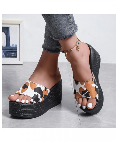 wedge slippers for women, Ladies Shoes Fashion Comfortable Platform Wedge Sandals Leopard Print Fish Mouth Sandals Brown $19....