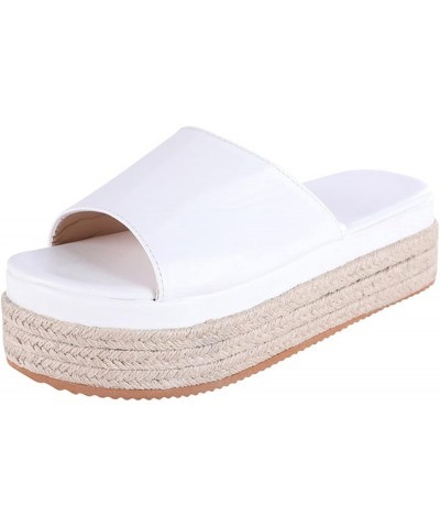 Sandals for Women Casual Summer Slide Wedge Sandals Summer Thong Slippers High Heel Platform Wedge Flip Flops Casual Outdoor ...