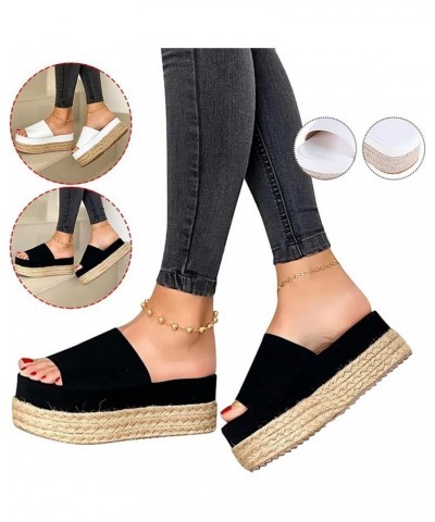 Sandals for Women Casual Summer Slide Wedge Sandals Summer Thong Slippers High Heel Platform Wedge Flip Flops Casual Outdoor ...