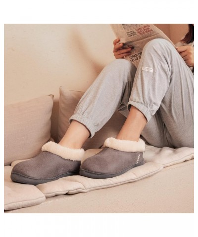 Women's Micro Suede Cozy Memory Foam Winter Slippers with Fuzzy Faux Fur Collar and Indoor Outdoor Rubber Sole Grey $17.04 Sl...