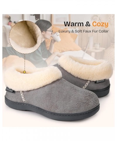 Women's Micro Suede Cozy Memory Foam Winter Slippers with Fuzzy Faux Fur Collar and Indoor Outdoor Rubber Sole Grey $17.04 Sl...