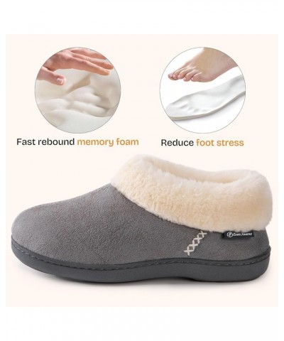 Women's Micro Suede Cozy Memory Foam Winter Slippers with Fuzzy Faux Fur Collar and Indoor Outdoor Rubber Sole Grey $17.04 Sl...