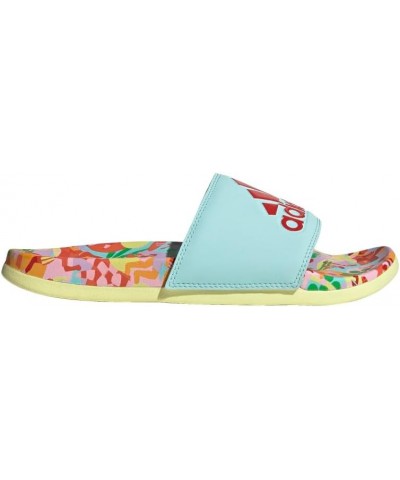 women's Adilette Comfort Slides Sandal Clear Aqua/Lush Red/Pearl Citrine $16.31 Athletic Shoes