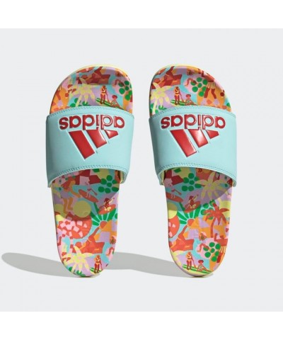 women's Adilette Comfort Slides Sandal Clear Aqua/Lush Red/Pearl Citrine $16.31 Athletic Shoes