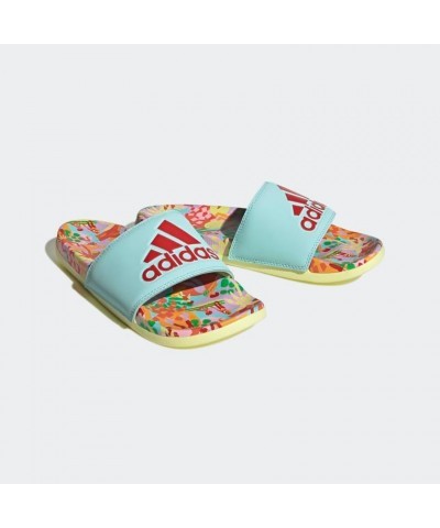 women's Adilette Comfort Slides Sandal Clear Aqua/Lush Red/Pearl Citrine $16.31 Athletic Shoes