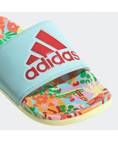 women's Adilette Comfort Slides Sandal Clear Aqua/Lush Red/Pearl Citrine $16.31 Athletic Shoes