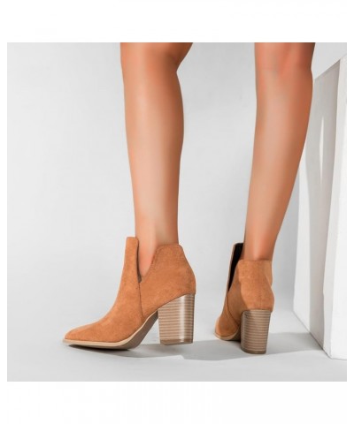 Women's Side V Cutout Ankle Booties Yellow-02 $28.07 Boots