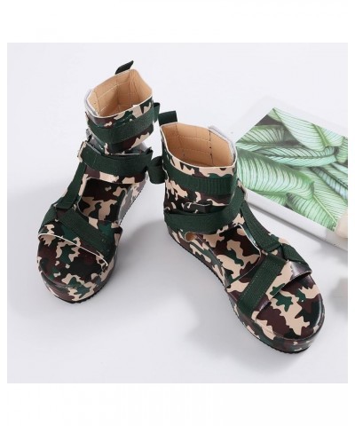 Wide Width Sandals Women Dressy Summer Flat Gladiator Beach Open Toe Buckle Strap Slingback Platform Wedge Sandals 8 A4-green...