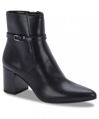 Womens Tatum Leather Pointed Toe Booties Black Leather $15.50 Boots