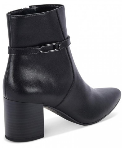 Womens Tatum Leather Pointed Toe Booties Black Leather $15.50 Boots