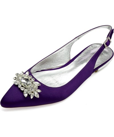 Womens Bridal Flats Satin Wedding Court Shoes Closed Toe Ankle Strap Prom Party Dance Wedding Shoes 10 US Dark Purple $40.03 ...