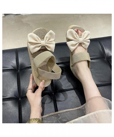 Platform Sandals for Women - T-Strap Chunky Mid Heel Sandal Women Wedge Shoes White-d $22.10 Sandals