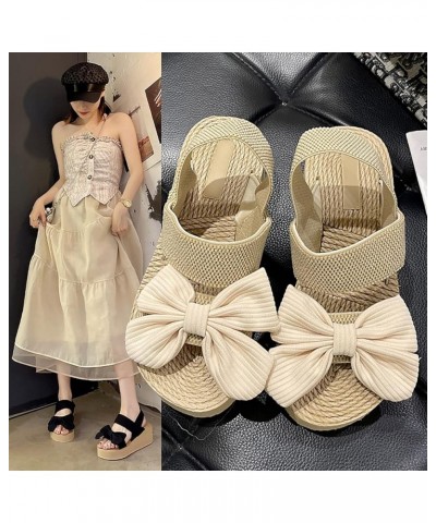 Platform Sandals for Women - T-Strap Chunky Mid Heel Sandal Women Wedge Shoes White-d $22.10 Sandals