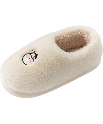 Women Slippers Autumn And Winter Fashion Cute Cartoon Animal Cow Rabbit Comfort Warm Slip On Satin Slippers Women Beige $15.8...