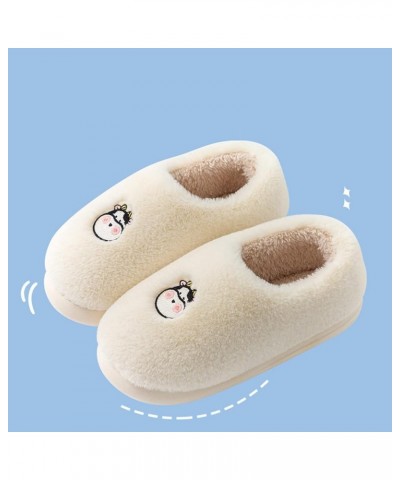 Women Slippers Autumn And Winter Fashion Cute Cartoon Animal Cow Rabbit Comfort Warm Slip On Satin Slippers Women Beige $15.8...