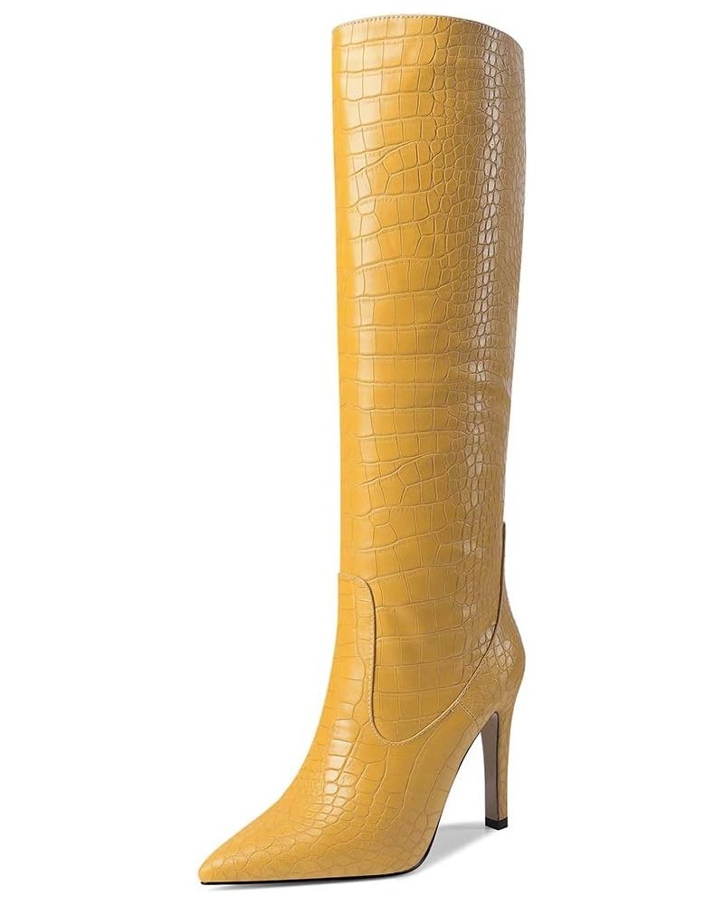 Women Elegant Boots Knee High high-heels 1 Yellow $34.16 Boots