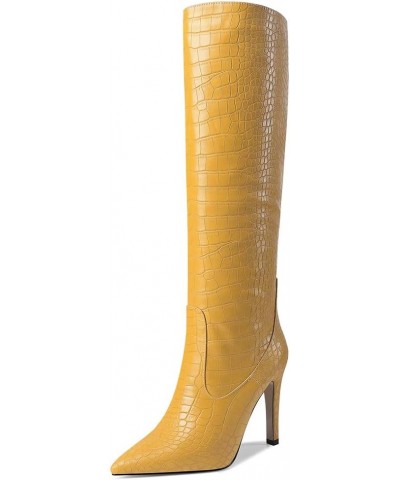 Women Elegant Boots Knee High high-heels 1 Yellow $34.16 Boots