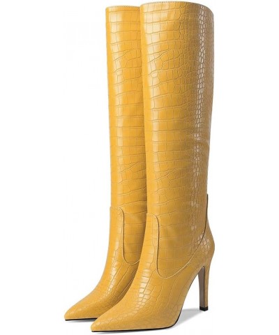 Women Elegant Boots Knee High high-heels 1 Yellow $34.16 Boots