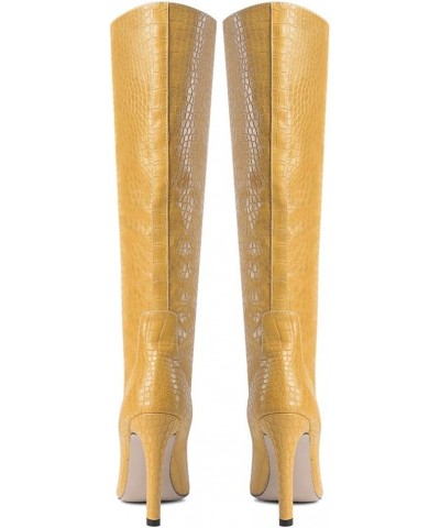 Women Elegant Boots Knee High high-heels 1 Yellow $34.16 Boots