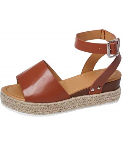 Womens Sandals Dressy, Womens Sandals Comfortable Espadrille Platform Sandals Casual Open Toe Sandals Shoes Brown $13.52 Sandals