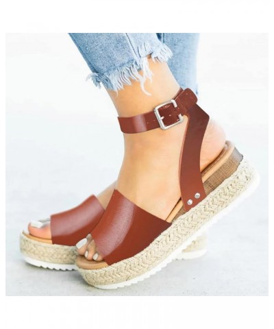 Womens Sandals Dressy, Womens Sandals Comfortable Espadrille Platform Sandals Casual Open Toe Sandals Shoes Brown $13.52 Sandals