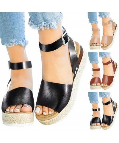 Womens Sandals Dressy, Womens Sandals Comfortable Espadrille Platform Sandals Casual Open Toe Sandals Shoes Brown $13.52 Sandals