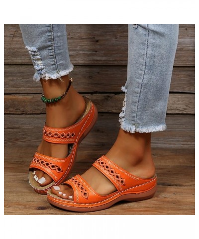 Slip on Sandals Women Buckle Ankle Strap Low Block Chunky Heeled Wedge Sandal Flat Mules Open Toe Summer Shoes 128-htrns-a-or...