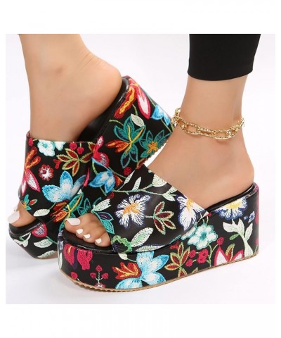 Flip Flops For Women Beach Wedge Slides For Women ' Sandals Women Walking Sandals Women Heels Wedge Women Fla 4-black $15.32 ...