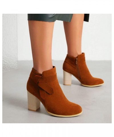 Women's Ankle Boots Size Low Arch Support Fashion Fashion Autumn And Winter Women Boots Zipper Round Toe C5-brown $23.19 Boots