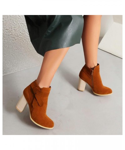 Women's Ankle Boots Size Low Arch Support Fashion Fashion Autumn And Winter Women Boots Zipper Round Toe C5-brown $23.19 Boots