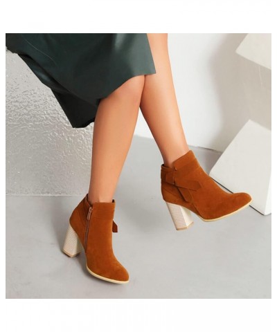 Women's Ankle Boots Size Low Arch Support Fashion Fashion Autumn And Winter Women Boots Zipper Round Toe C5-brown $23.19 Boots