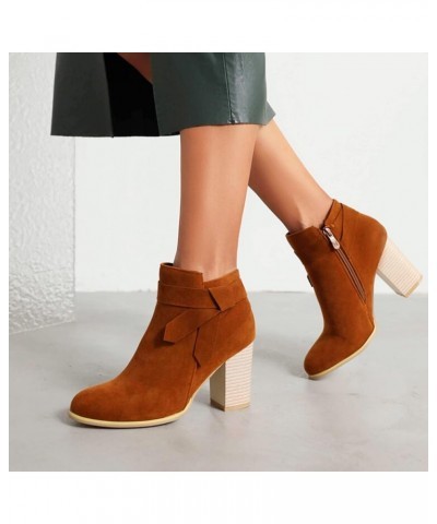 Women's Ankle Boots Size Low Arch Support Fashion Fashion Autumn And Winter Women Boots Zipper Round Toe C5-brown $23.19 Boots