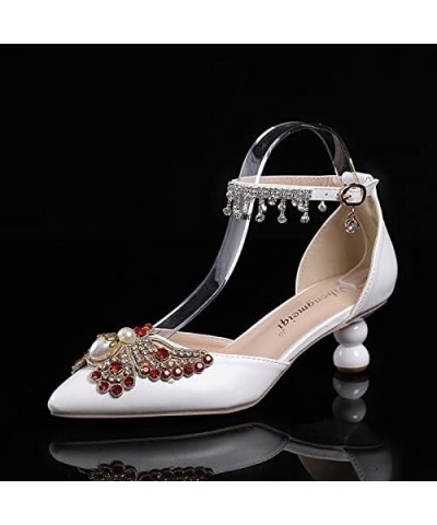 Women's silver medium low profile Heel Ankle sandals office women's pointed high heels white wedding shoes Red $21.51 Sandals