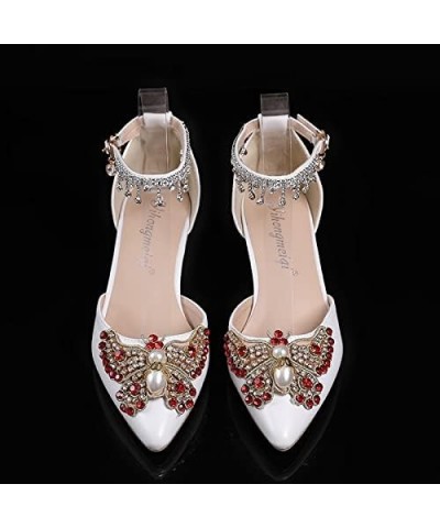 Women's silver medium low profile Heel Ankle sandals office women's pointed high heels white wedding shoes Red $21.51 Sandals