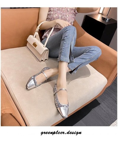 Leather Flats for Women Comfortable Square Toe Slip on Flats Soft Work Flats Retro Mary Jane Flats Black $30.22 Flats