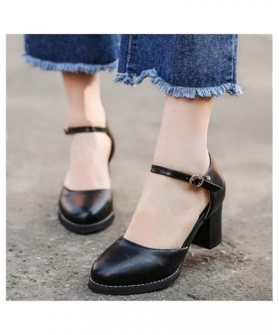 Leisure Classic Plus Size Ankle Strap Summer Sandals For Women Office Lady Platform Block High Heels Pumps Women Shoes Black ...