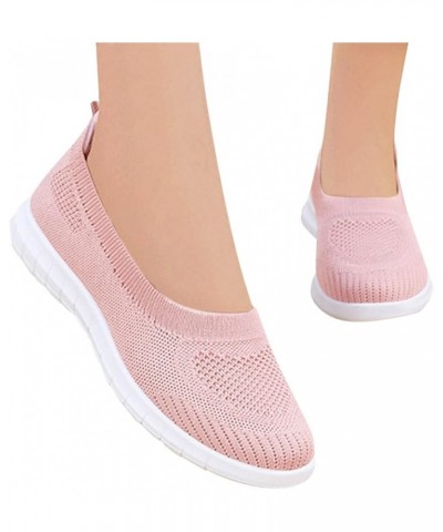 Women Breathable Lace Up Shoes Flats Casual Shoes Unisex Lightweight Work Shoes Sporty High Heel Sandals Wide Pink $20.60 San...