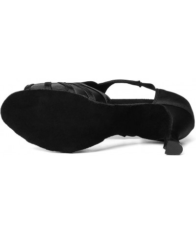 Women's Latin Dance Shoes Slip on Ballroom Salsa Bachata Performance Practice Dancer Shoes,Model D5 Black-3inch Heel $24.80 A...