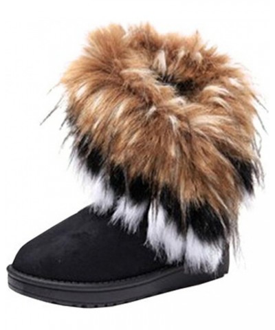 Warm Fur Winter Boots For Women - Stylish Womens Winter Boots Mid Calf Ankle Boots Faux Fur Tassel Shoes Black $15.07 Outdoor...