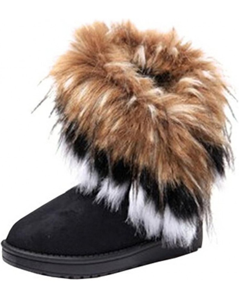 Warm Fur Winter Boots For Women - Stylish Womens Winter Boots Mid Calf Ankle Boots Faux Fur Tassel Shoes Black $15.07 Outdoor...