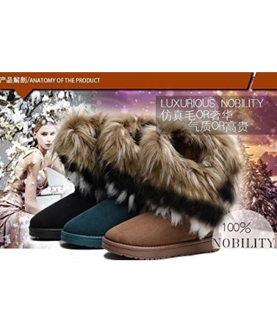 Warm Fur Winter Boots For Women - Stylish Womens Winter Boots Mid Calf Ankle Boots Faux Fur Tassel Shoes Black $15.07 Outdoor...