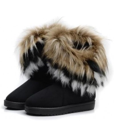 Warm Fur Winter Boots For Women - Stylish Womens Winter Boots Mid Calf Ankle Boots Faux Fur Tassel Shoes Black $15.07 Outdoor...