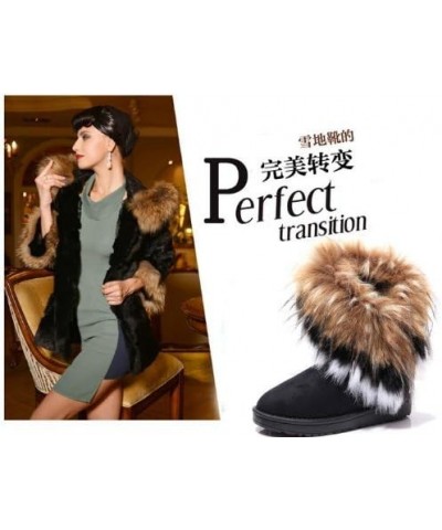 Warm Fur Winter Boots For Women - Stylish Womens Winter Boots Mid Calf Ankle Boots Faux Fur Tassel Shoes Black $15.07 Outdoor...