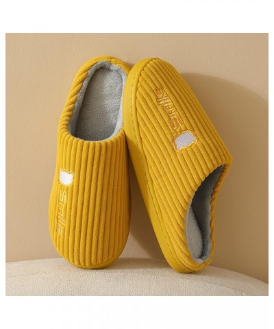 Slippers for Women Men Thick On Slip Plush For Men Soft Slippers Flop Shoes Warm House Pull On Customized Cargo Loafers C-yel...