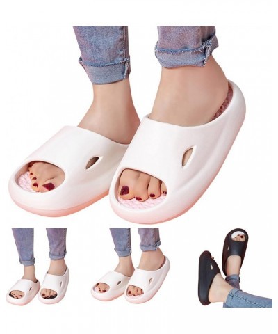 Women Slippers Beach Shoes Indoor And Outdoor Thick Soled Flat Bottomed Non Slip Hot Slippers for Women Pink $21.54 Slippers