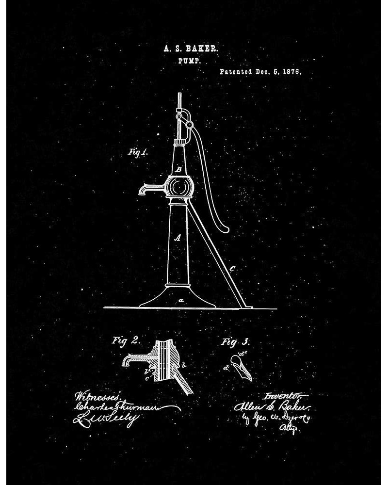 Pump Patent Print Midnight Blue (24" x 30") M12947 18" x 24" Black Matte $21.60 Pumps