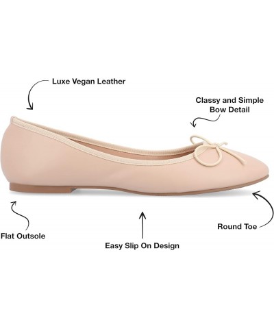 Womens Medium and Wide Width Vika Ballet Flat with Knit Trim and Dainty Vegan Leather Bow Detail Blush $16.80 Flats