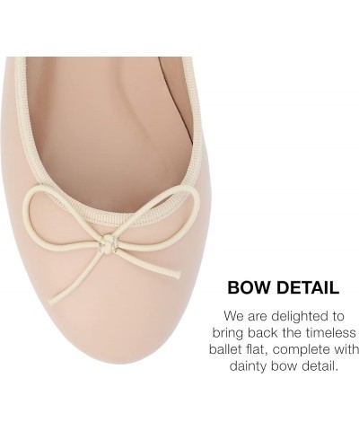 Womens Medium and Wide Width Vika Ballet Flat with Knit Trim and Dainty Vegan Leather Bow Detail Blush $16.80 Flats